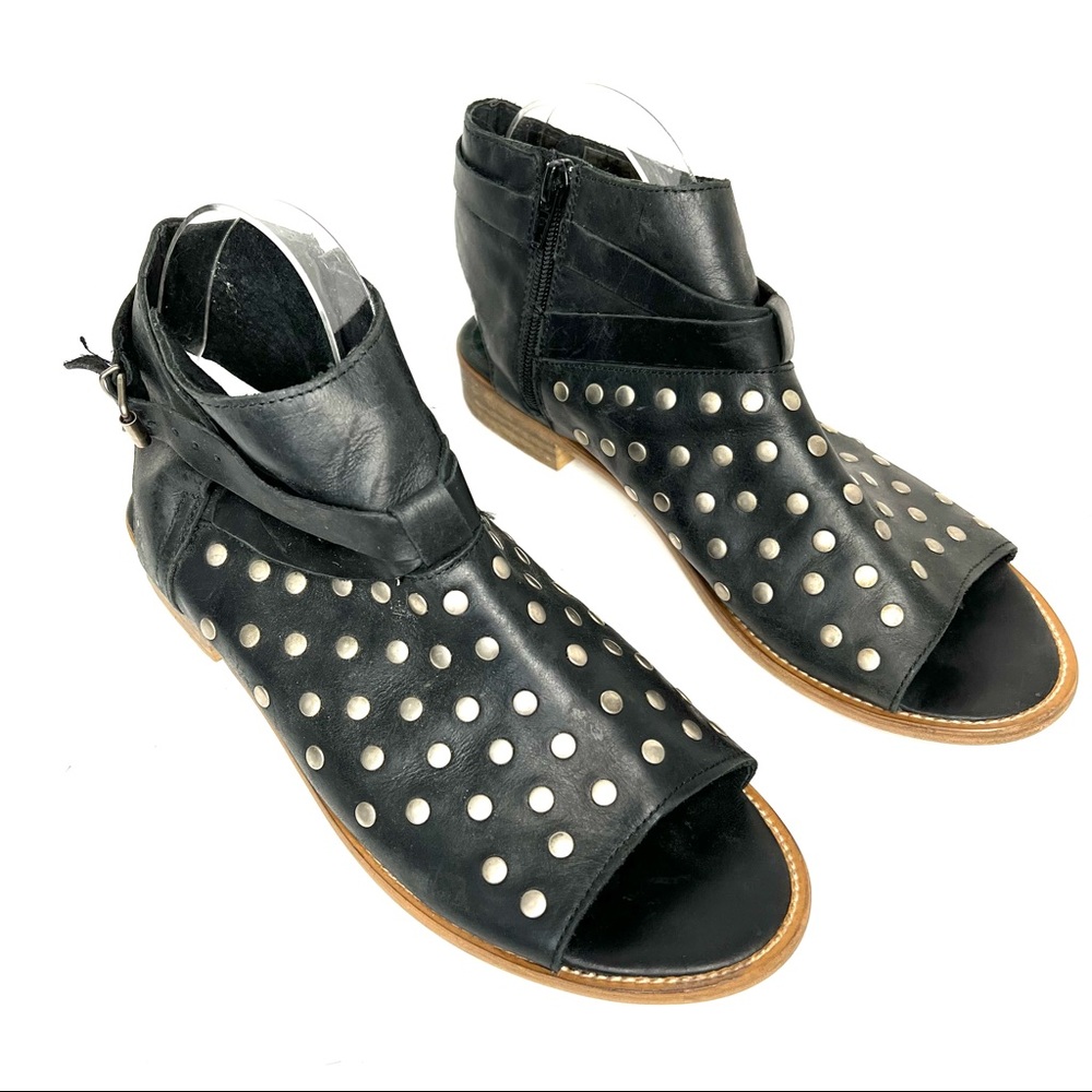 Musse & Cloud black studded open toe sandals booties Sz 41